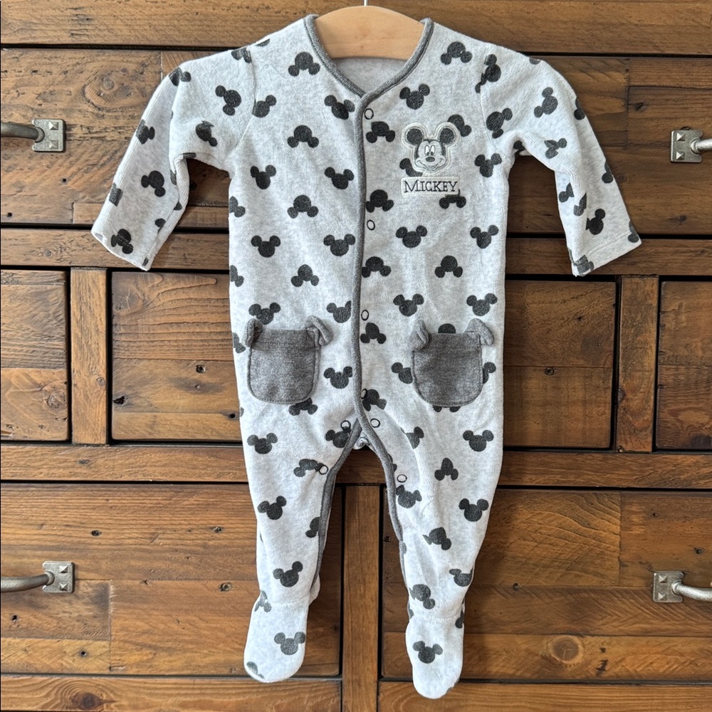 Disney Baby Mickey Mouse Gray Long Sleeved Bodysuit